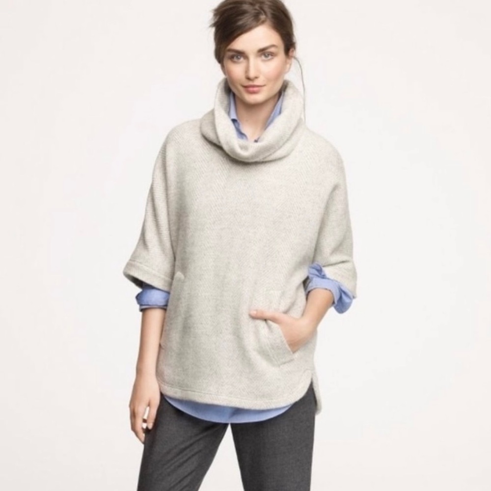 J.Crew herringbone wool blend poncho